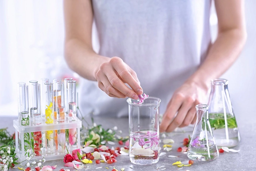 Testing the chemical composition for checking does perfume expire.